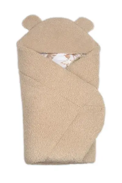 Baránková zavinovačka s kapucňou bavlna/baránok, Teddy - Srnka béžová, hnědá