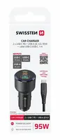 Adaptér SWISSTEN CL 2x USB-C PD + USB-A, 95W + KABEL USB-C / USB-C, 1 M, černá