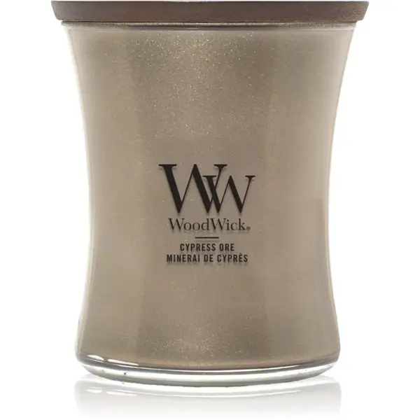 Woodwick Precious Metals Cypress Ore vonná svíčka 275 g