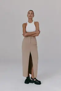 Muuv sukně s rozparkem bavlněná s elastanem NANTES