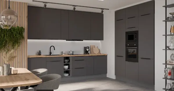 Kuchyňská linka 300x180 cm Aria ANT - Antracit + GR Grafit AFM