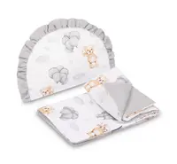 SENSILLO 2D sada do kočárku, postýlky, kolébky, mušelín, bavlna, Medvídek, bílá, šedá