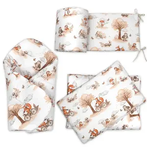 Baby Nellys 3D Mantinel s povlečením + zavinovačka, Liška, béžová,bílá, 135x100 cm