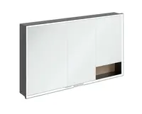 Villeroy & Boch My View+ - Zrcadlová skříňka s LED osvětlením 130x75x17 cm, 3 dvířka, Nordic Oak/matná černá B48213VJ