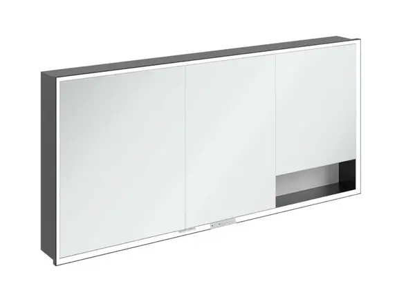 Villeroy & Boch My View+ - Zrcadlová skříňka s LED osvětlením 160x75x17 cm, 3 dvířka, Pure White/matná černá B48216VF