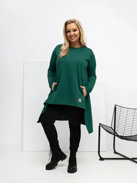 Plus size tunika v tmavě zelené barvě
