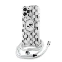 Zadní kryt Karl Lagerfeld IML Monogram Crossbody K&CH Heads MagSafe pro Apple iPhone 16 Pro Max, transparentní
