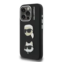 Zadní kryt Karl Lagerfeld Grained PU K&CH Heads pro Apple iPhone 15 Pro, černá