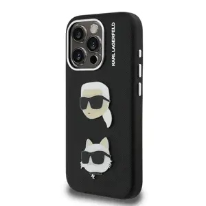 Zadní kryt Karl Lagerfeld Grained PU K&CH Heads pro Apple iPhone 15 Pro, černá