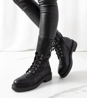 Gemre Black perforated ankle boots Finlay