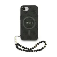 Zadní kryt Guess PU Leather 4G Colored Ring Strap MagSafe pro Apple iPhone 16 Pro Max, černá