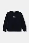 Dětská bavlněná mikina EA7 Emporio Armani zelená barva, s potiskem, 7B000025 AF10380