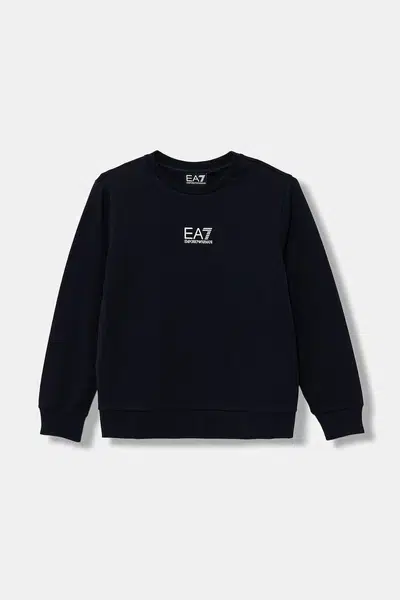 Dětská bavlněná mikina EA7 Emporio Armani zelená barva, s potiskem, 7B000025 AF10380