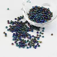 8/0 Electroplated Iris Round Glass Seed Beads