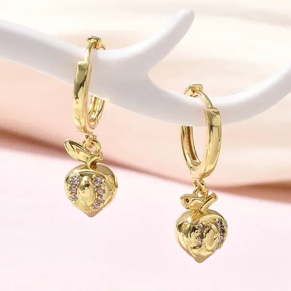 Brass Cubic Zirconia Hoop Earrings