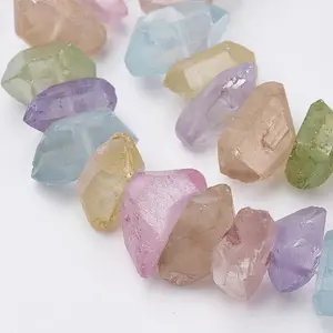Electroplated Natural Quartz Crystal Bead Strands