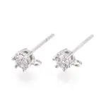 925 Sterling Silver Micro Pave Clear Cubic Zirconia Stud Earring Findings