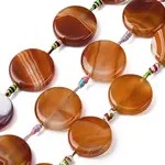 Natural Striped Agate/Banded Agate Coin Beads Strands