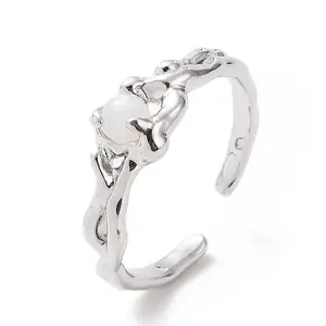 Plastic Round Beaded Open Cuff Ring