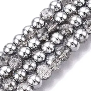Electroplated Crackle Glass Beads Strands
