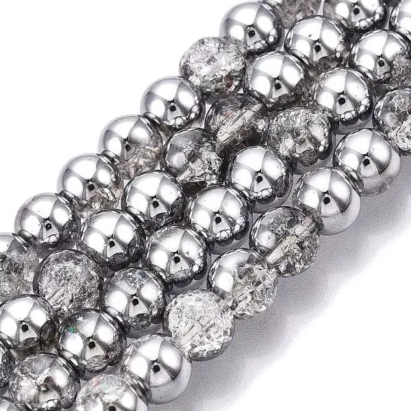 Electroplated Crackle Glass Beads Strands