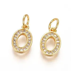 Brass Micro Pave Clear Cubic Zirconia Charms