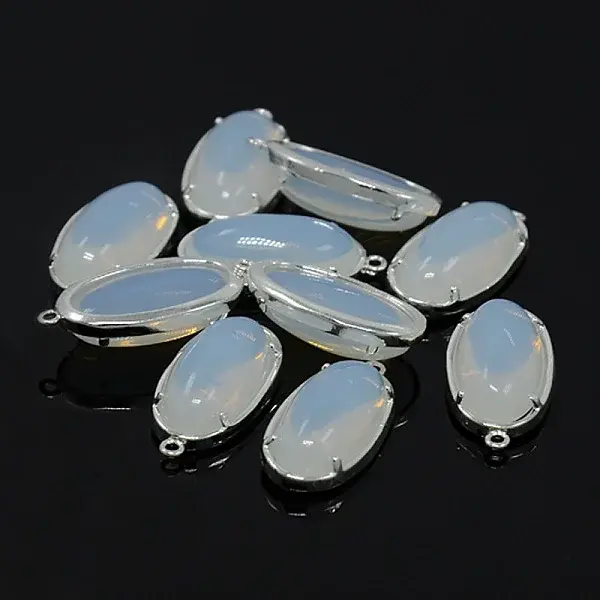 Silver Color Plated Brass Glass Pendants