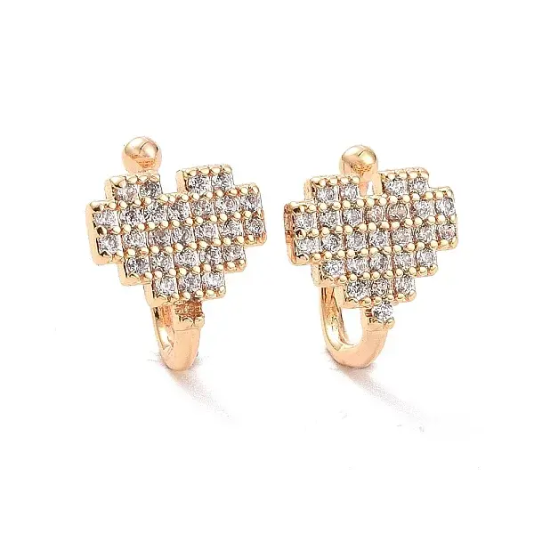 Clear Cubic Zirconia Heart Cuff Earrings