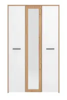 Třídveřová šatní skříň se zrcadlem geralt - bílá/dub artisan