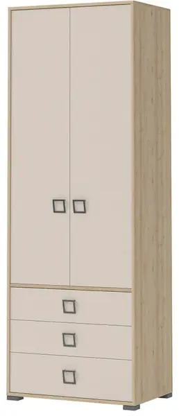 Dvoudveřová kombinovaná šatní skříň i sloane - buk/béžová