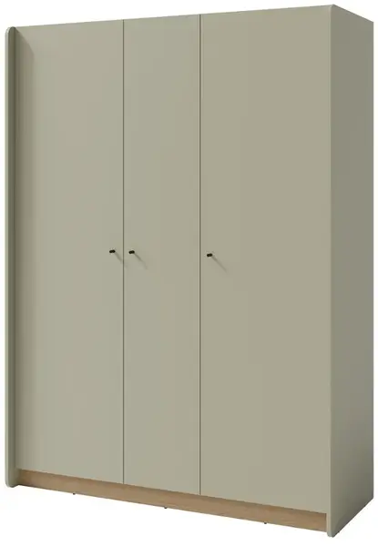 Třídveřová šatní skříň rudy - zelená/dub písečný