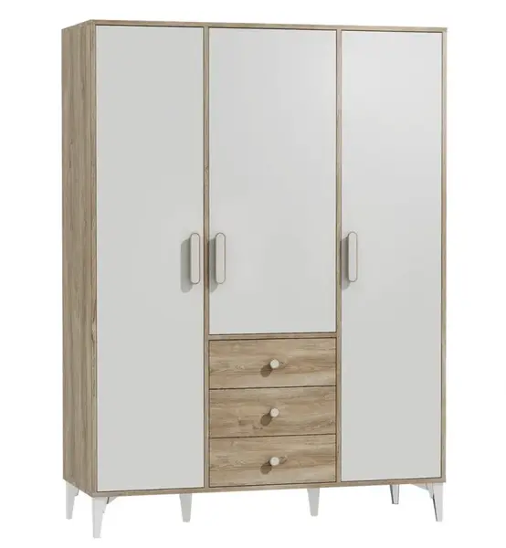 Třídveřová šatní skříň kaylla - dub sofia, bílá