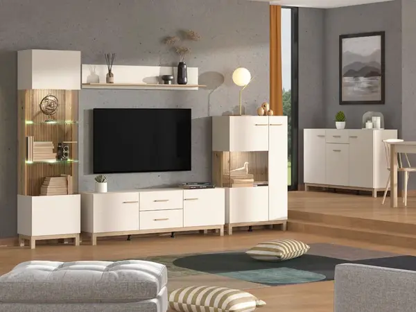 Obývací pokoj s osvětlením xavier - dub, béžová