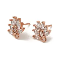 Brass Clear Cubic Zirconia Stud Earring Findings