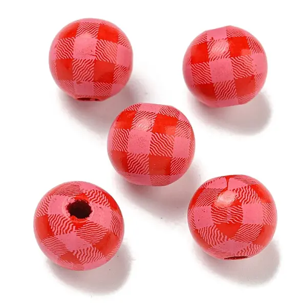 Printed Wood European Beads