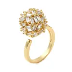 Round Brass Micro Pave Clear Cubic Zirconia Open Cuff Rings for Women