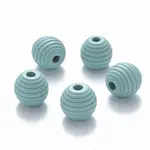 Painted Natural Wood Beehive European Beads