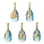 Ocean Themes Alloy & Glass Teardrop Pendants