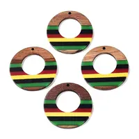Jamaican Colour Epoxy Resin & Walnut Wood Pendants