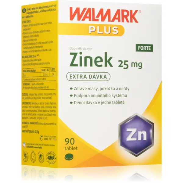 Walmark Zinek FORTE 25 mg tablety pro vlasy, nehty, pokožku a normální stav zubů 90 tbl