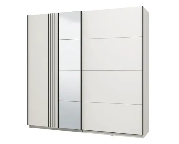 Šatní skříň plume-bílá/černá - s led osvětlením