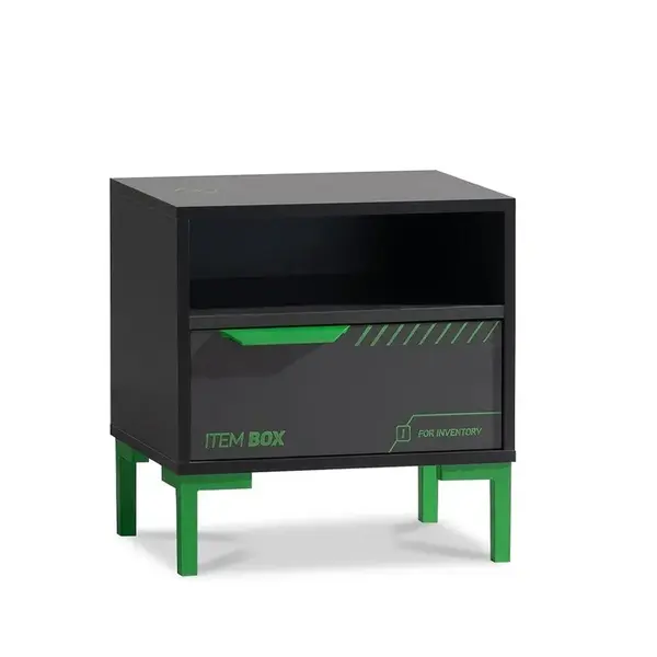 Noční stolek se zásuvkou diego - černá, zelená