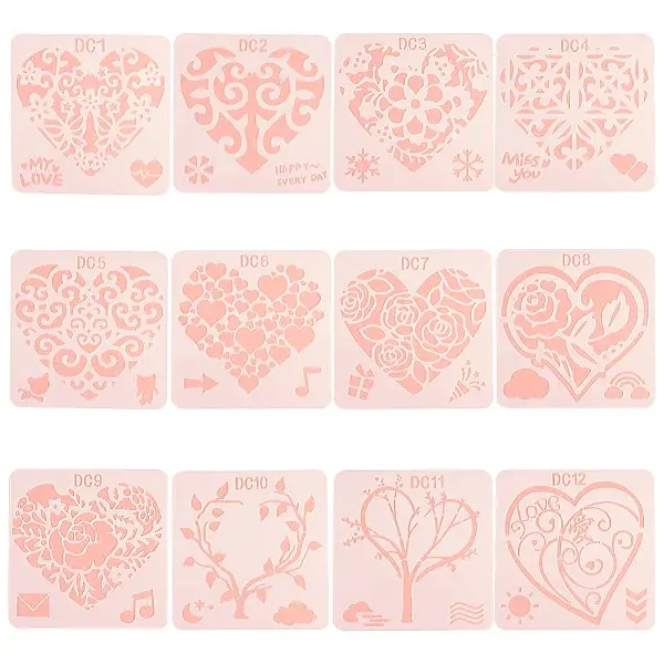 Heart Theme Plastic Drawing Painting Stencils Templates
