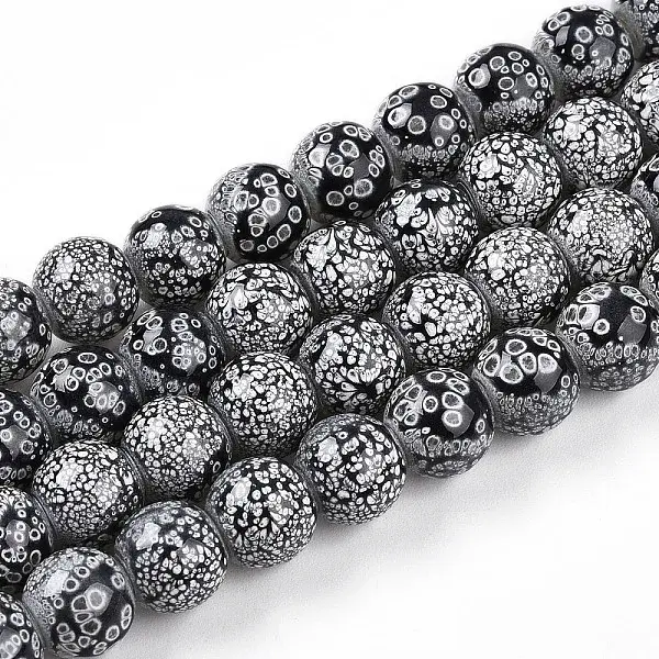 Transparent Baking Painted Glass Beads Strands