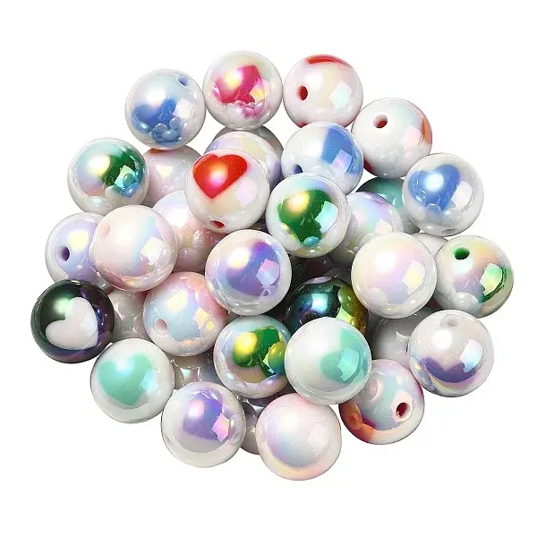 UV Plating Rainbow Iridescent Acrylic Beads