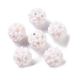 Luminous Polymer Clay Rhinestone Flower Beads