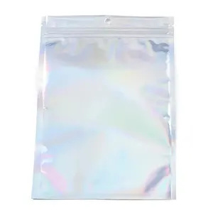 Rectangle Zip Lock Plastic Glitter Holographic Bags