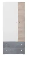 Šatní skříň omega - bílá/dub/beton