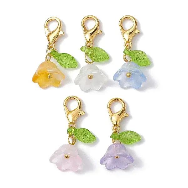 5Pcs Flower & Leaf Acrylic Pendant Decorations