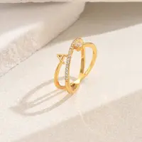 Classic Brass Micro Pave Clear Cubic Zirconia Finger Rings